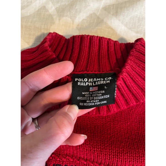 Vintage Ralph Lauren red American flag knit sweater fits like medium - Picture 3 of 9